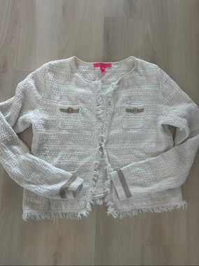 Lilly Pulitzer Beckington Cardigan in Coconut Gold Metallic